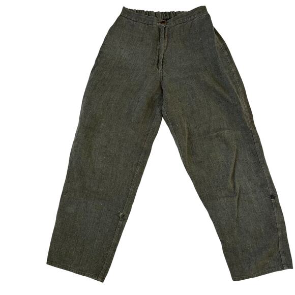 Vintage Flax by Jeanne Engelhart Green Brown Knit Trouser Pants High Rise Size M - Picture 1 of 9